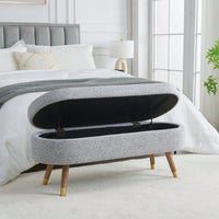 Upholstered Boucle Ottoman With Golden Metal Legs End Of Bed Bench For Bedroom, Living Room, Entryway,Bed Side