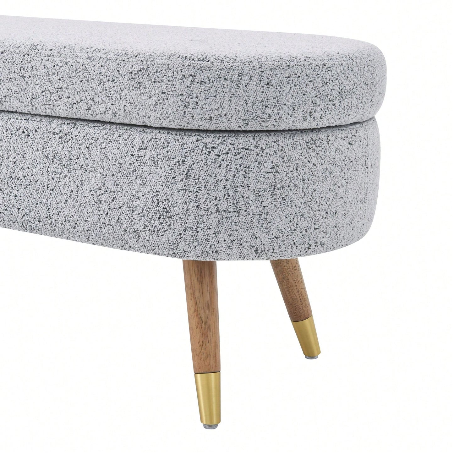 Upholstered Boucle Ottoman With Golden Metal Legs End Of Bed Bench For Bedroom, Living Room, Entryway,Bed Side