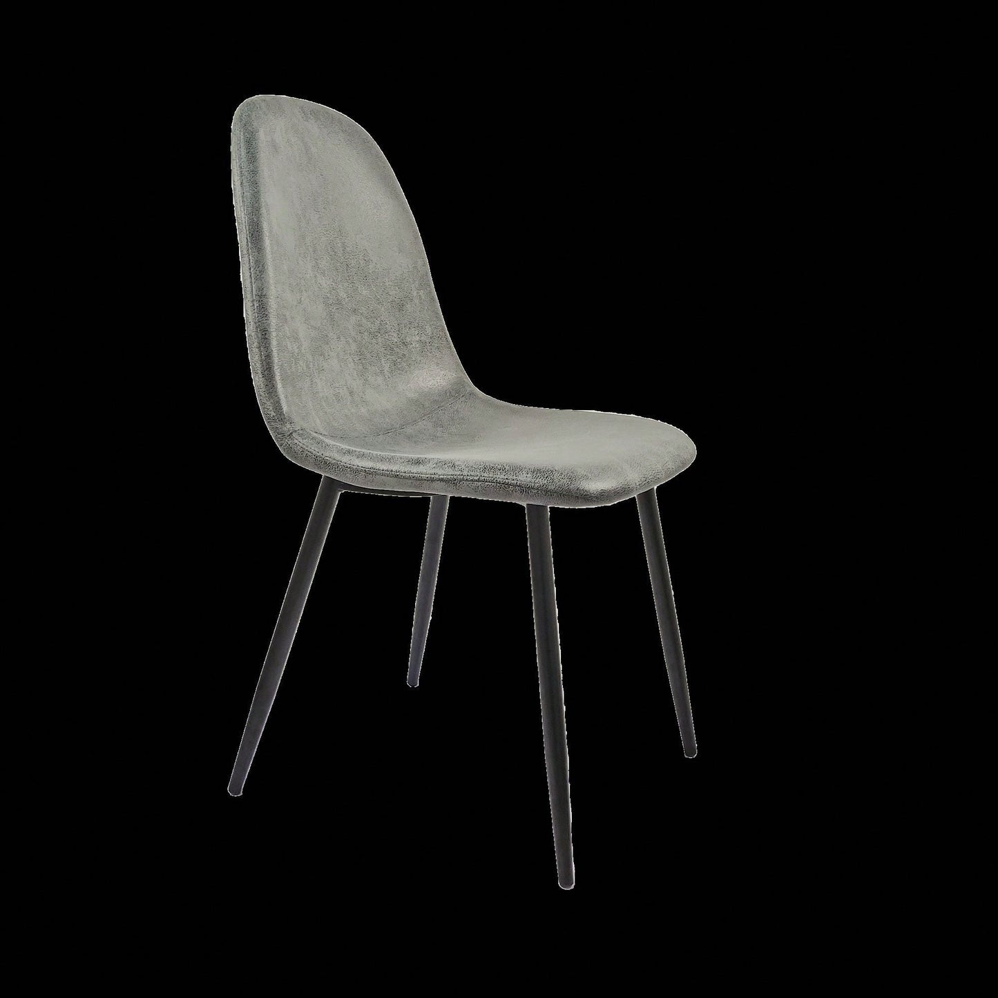 Modern Spoon Shape Dining Chairs Set of 4 Soft Suede Upholstered Accent Chairs with Black Metal Legs for Kitchen and Dining Room