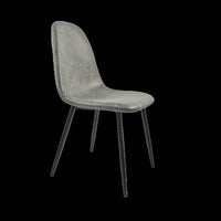 Modern Spoon Shape Dining Chairs Set of 4 Soft Suede Upholstered Accent Chairs with Black Metal Legs for Kitchen and Dining Room