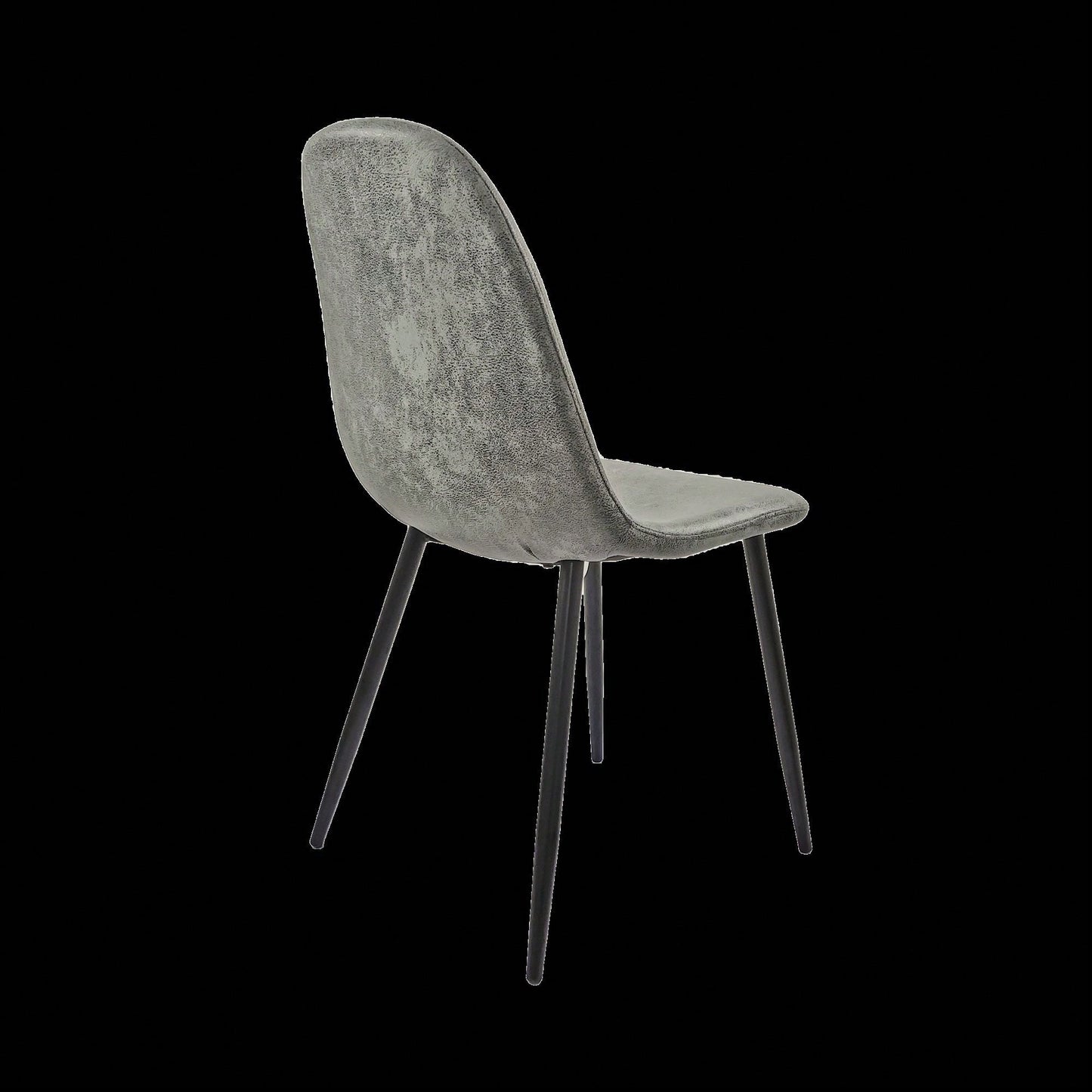 Modern Spoon Shape Dining Chairs Set of 4 Soft Suede Upholstered Accent Chairs with Black Metal Legs for Kitchen and Dining Room