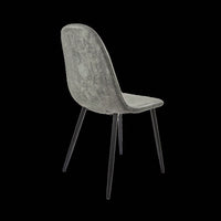Modern Spoon Shape Dining Chairs Set of 4 Soft Suede Upholstered Accent Chairs with Black Metal Legs for Kitchen and Dining Room