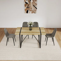 Modern Spoon Shape Dining Chairs Set of 4 Soft Suede Upholstered Accent Chairs with Black Metal Legs for Kitchen and Dining Room