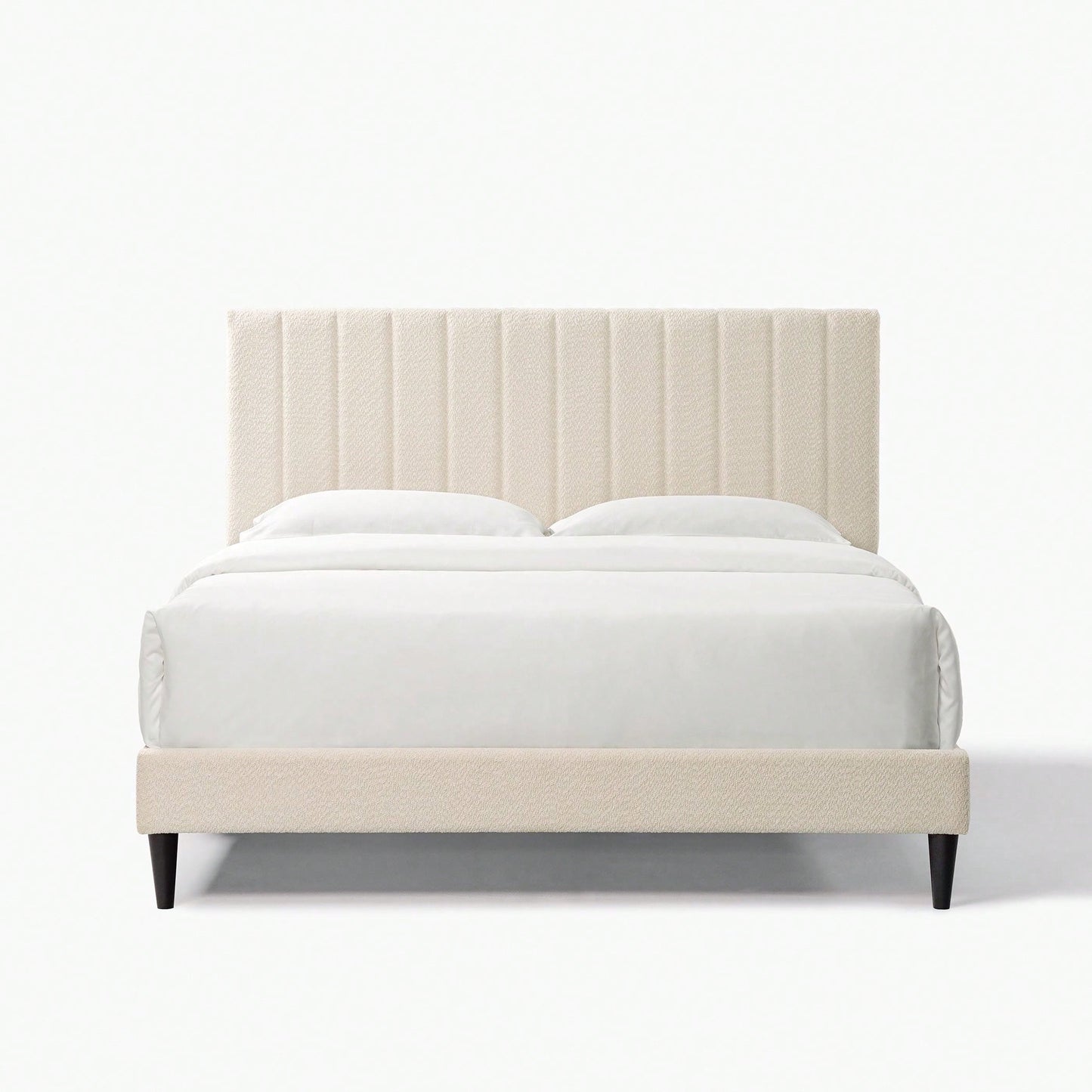 Tufted Upholstered Platform Bed, Queen, Straps For Noise Reduction And Stability