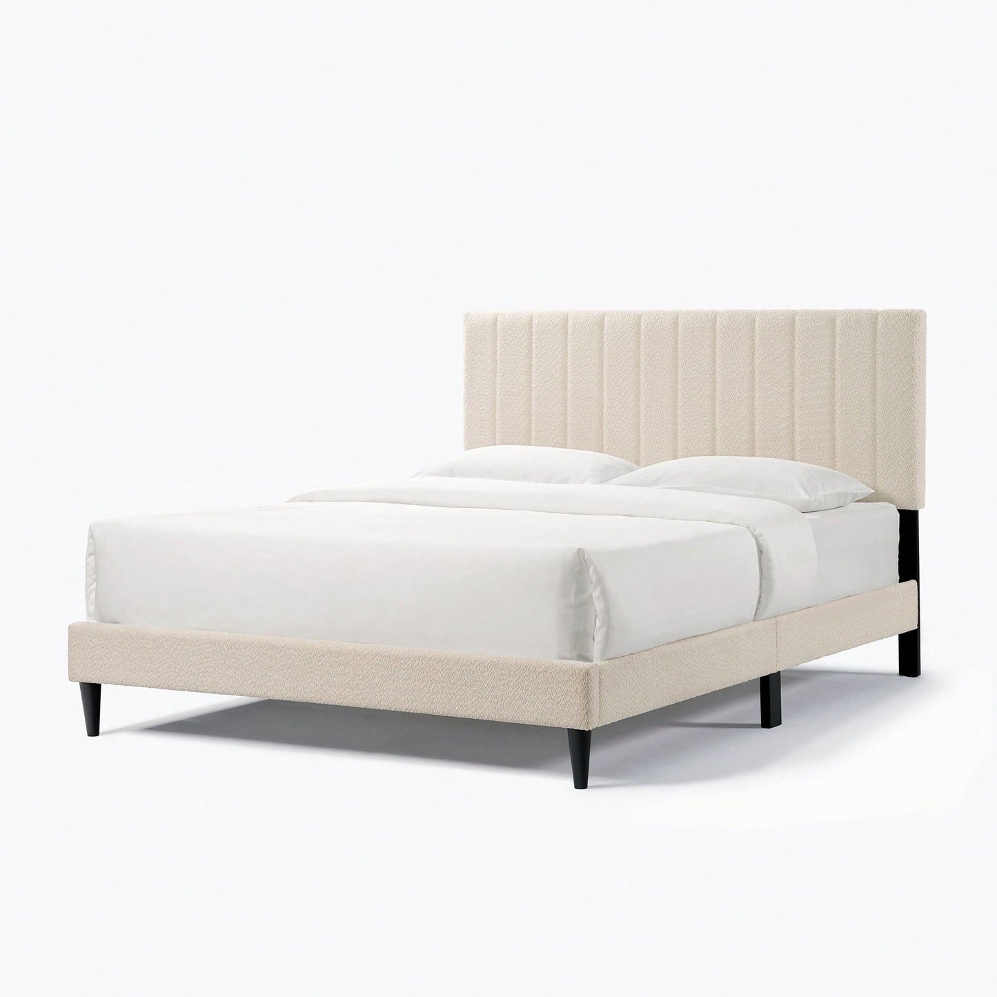 Tufted Upholstered Platform Bed, Queen, Straps For Noise Reduction And Stability