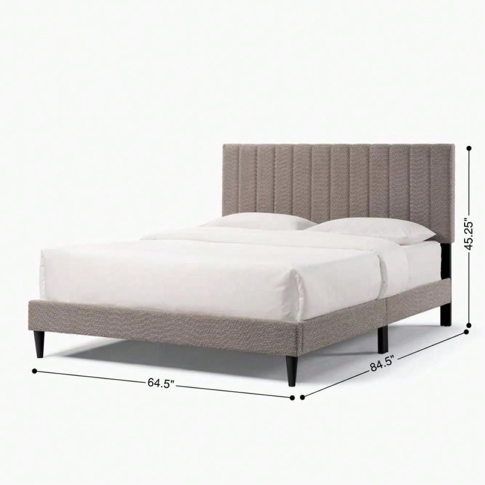 Tufted Upholstered Platform Bed, Queen, Straps For Noise Reduction And Stability