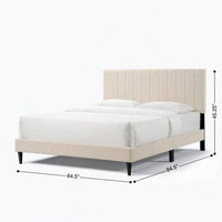 Tufted Upholstered Platform Bed, Queen, Straps For Noise Reduction And Stability