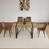 Modern 4-Piece Upholstered Dining Chair Set with Linen Cushion and Sturdy Black Metal Legs for Kitchen and Dining Room