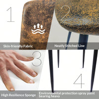 Modern 4-Piece Upholstered Dining Chair Set with Linen Cushion and Sturdy Black Metal Legs for Kitchen and Dining Room