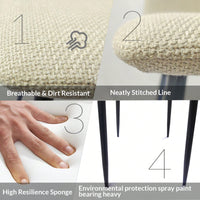 Modern 4-Piece Upholstered Dining Chair Set with Linen Cushion and Sturdy Black Metal Legs for Kitchen and Dining Room