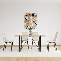 Modern 4-Piece Upholstered Dining Chair Set with Linen Cushion and Sturdy Black Metal Legs for Kitchen and Dining Room