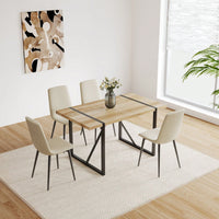 Modern 4-Piece Upholstered Dining Chair Set with Linen Cushion and Sturdy Black Metal Legs for Kitchen and Dining Room