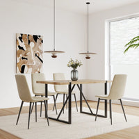 Modern 4-Piece Upholstered Dining Chair Set with Linen Cushion and Sturdy Black Metal Legs for Kitchen and Dining Room