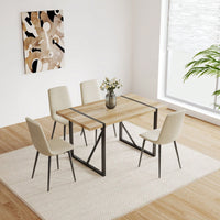 Modern 4-Piece Upholstered Dining Chair Set with Linen Cushion and Sturdy Black Metal Legs for Kitchen and Dining Room