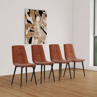 Modern 4-Piece Upholstered Dining Chair Set with Linen Cushion and Sturdy Black Metal Legs for Kitchen and Dining Room
