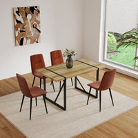 Modern 4-Piece Upholstered Dining Chair Set with Linen Cushion and Sturdy Black Metal Legs for Kitchen and Dining Room