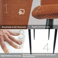 Modern 4-Piece Upholstered Dining Chair Set with Linen Cushion and Sturdy Black Metal Legs for Kitchen and Dining Room