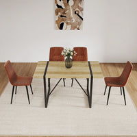 Modern 4-Piece Upholstered Dining Chair Set with Linen Cushion and Sturdy Black Metal Legs for Kitchen and Dining Room