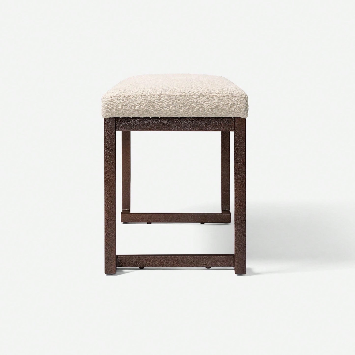 Contemporary Design With Boucle Fabric Pelican Bench Compliant Upholstery Bench