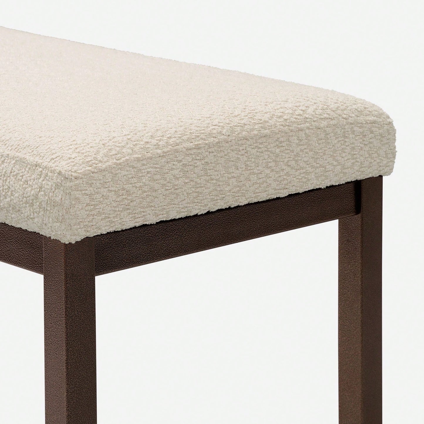 Contemporary Design With Boucle Fabric Pelican Bench Compliant Upholstery Bench