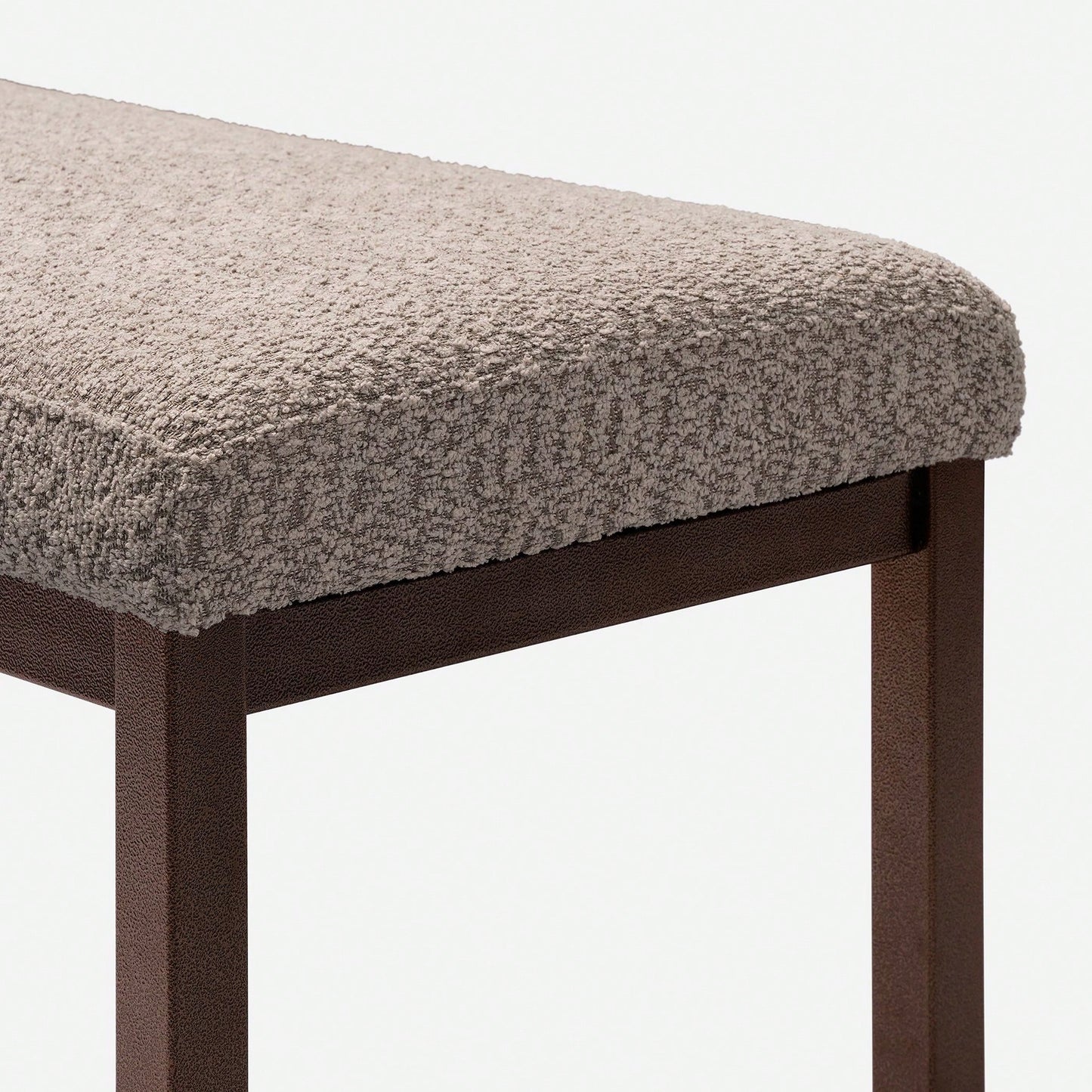Contemporary Design With Boucle Fabric Pelican Bench Compliant Upholstery Bench