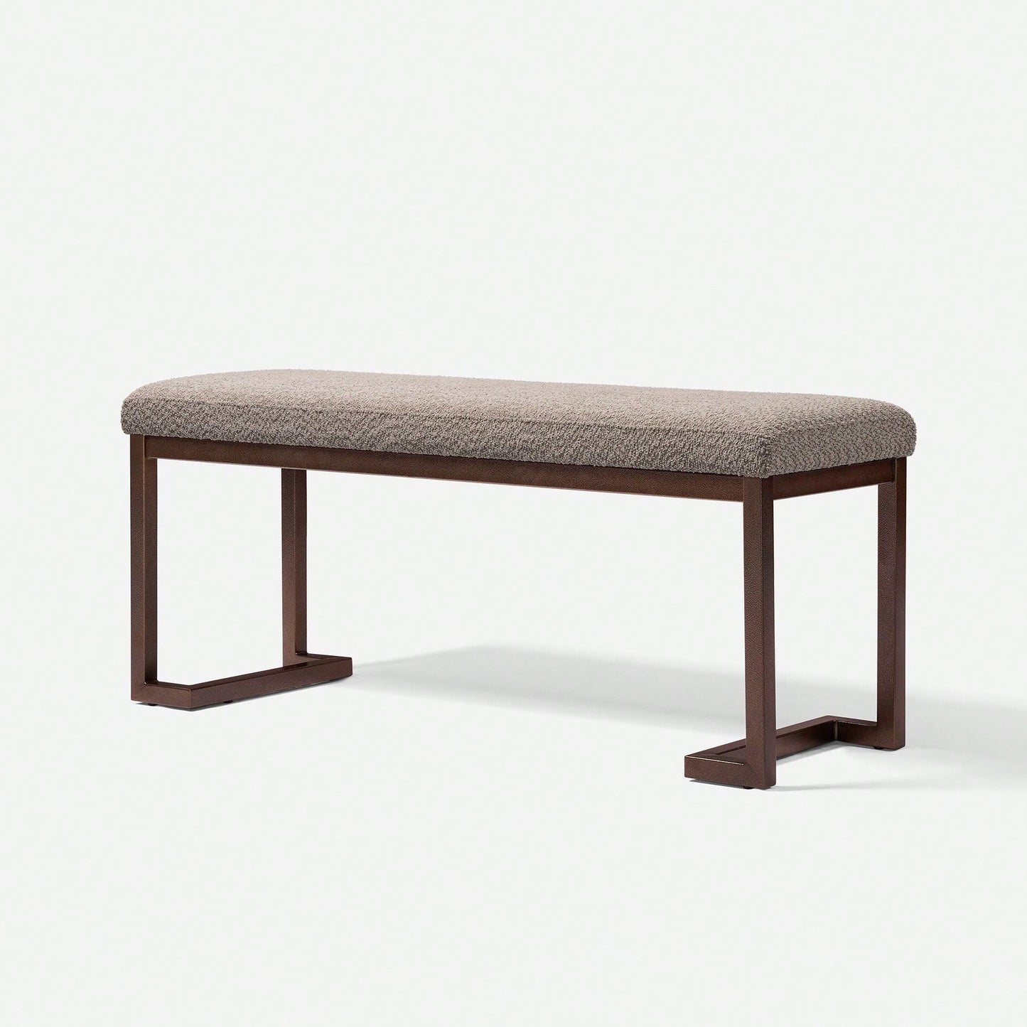 Contemporary Design With Boucle Fabric Pelican Bench Compliant Upholstery Bench