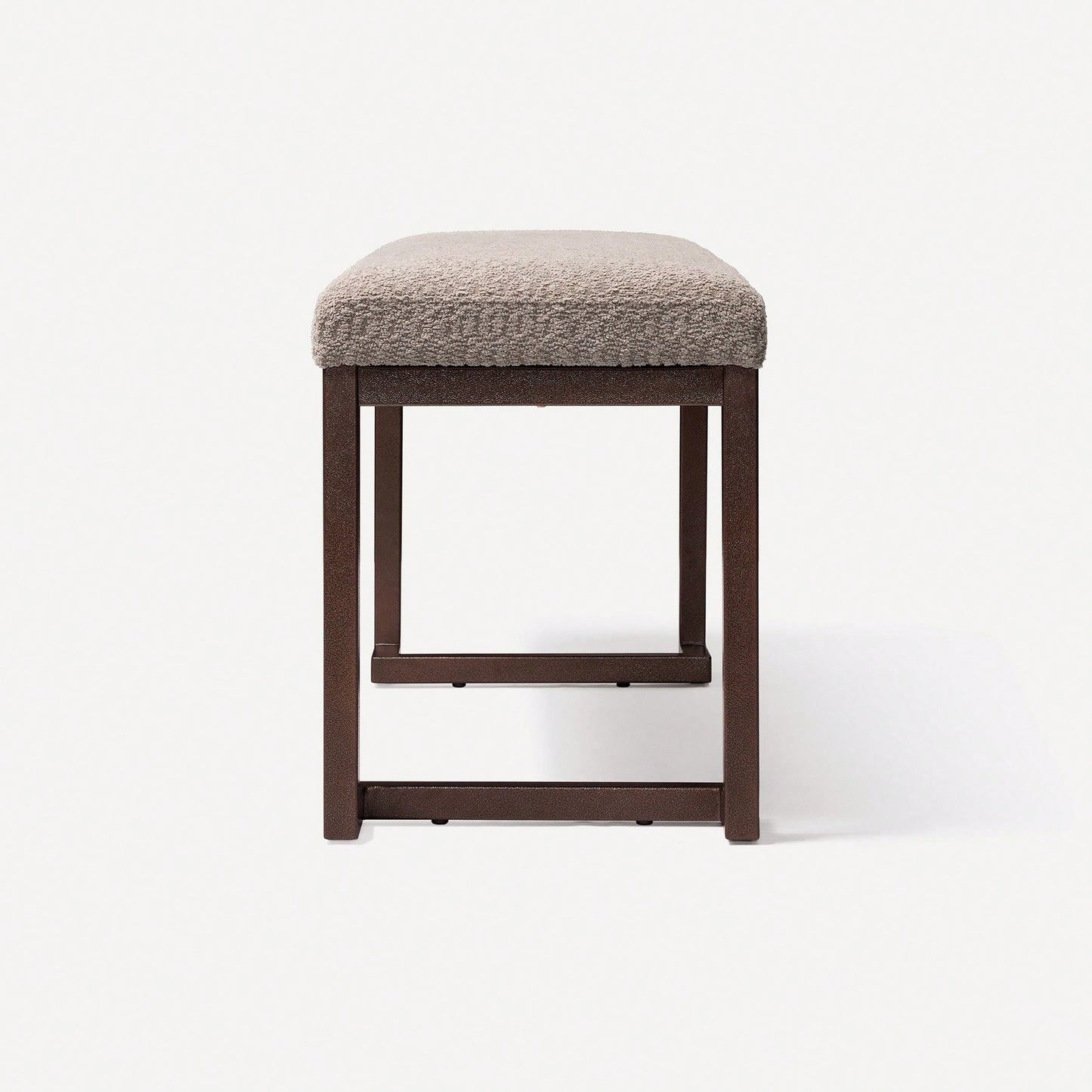 Contemporary Design With Boucle Fabric Pelican Bench Compliant Upholstery Bench