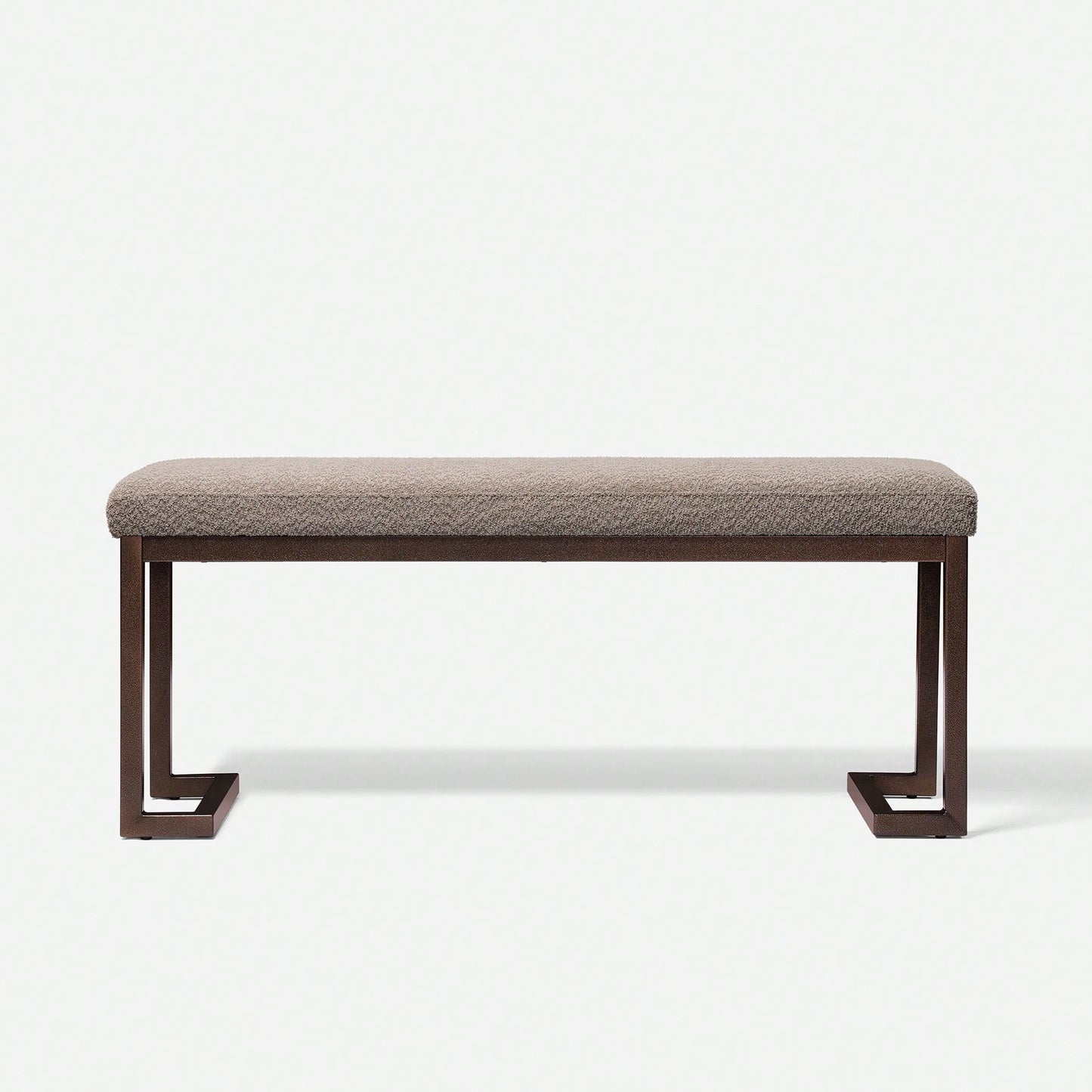Contemporary Design With Boucle Fabric Pelican Bench Compliant Upholstery Bench
