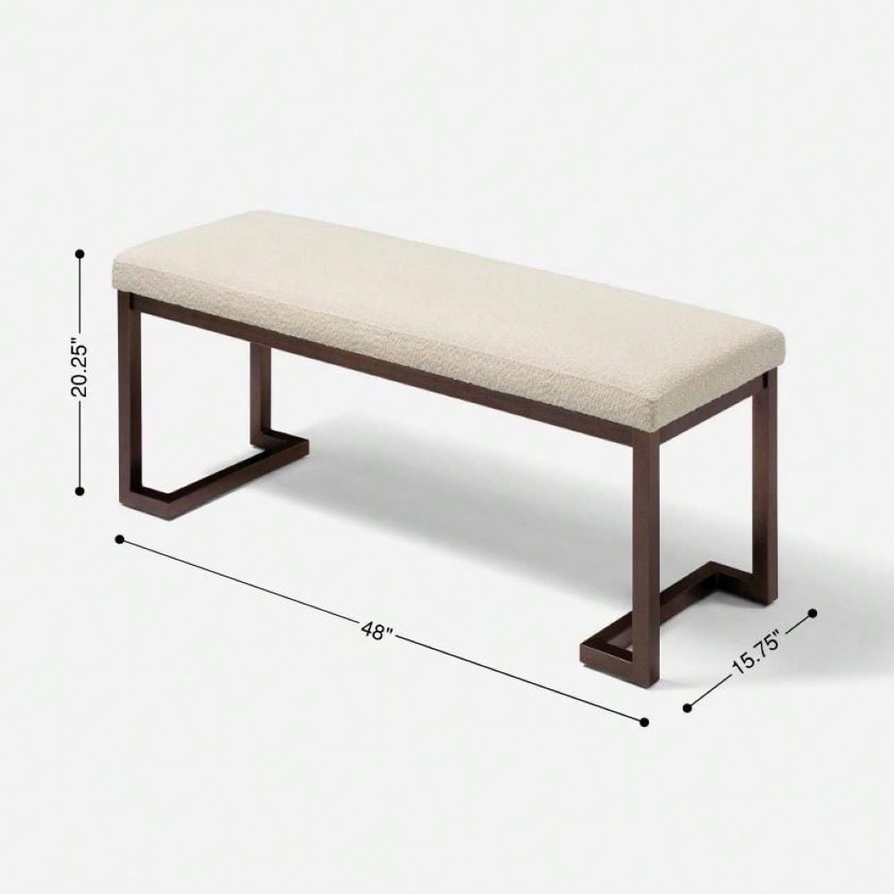 Contemporary Design With Boucle Fabric Pelican Bench Compliant Upholstery Bench