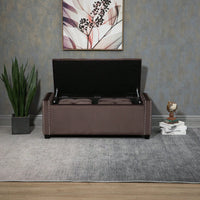 3 Sets, Button-Tufted Upholstered Storage Ottoman With Large Storage Space And Solid Wood Legs