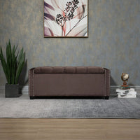 3 Sets, Button-Tufted Upholstered Storage Ottoman With Large Storage Space And Solid Wood Legs