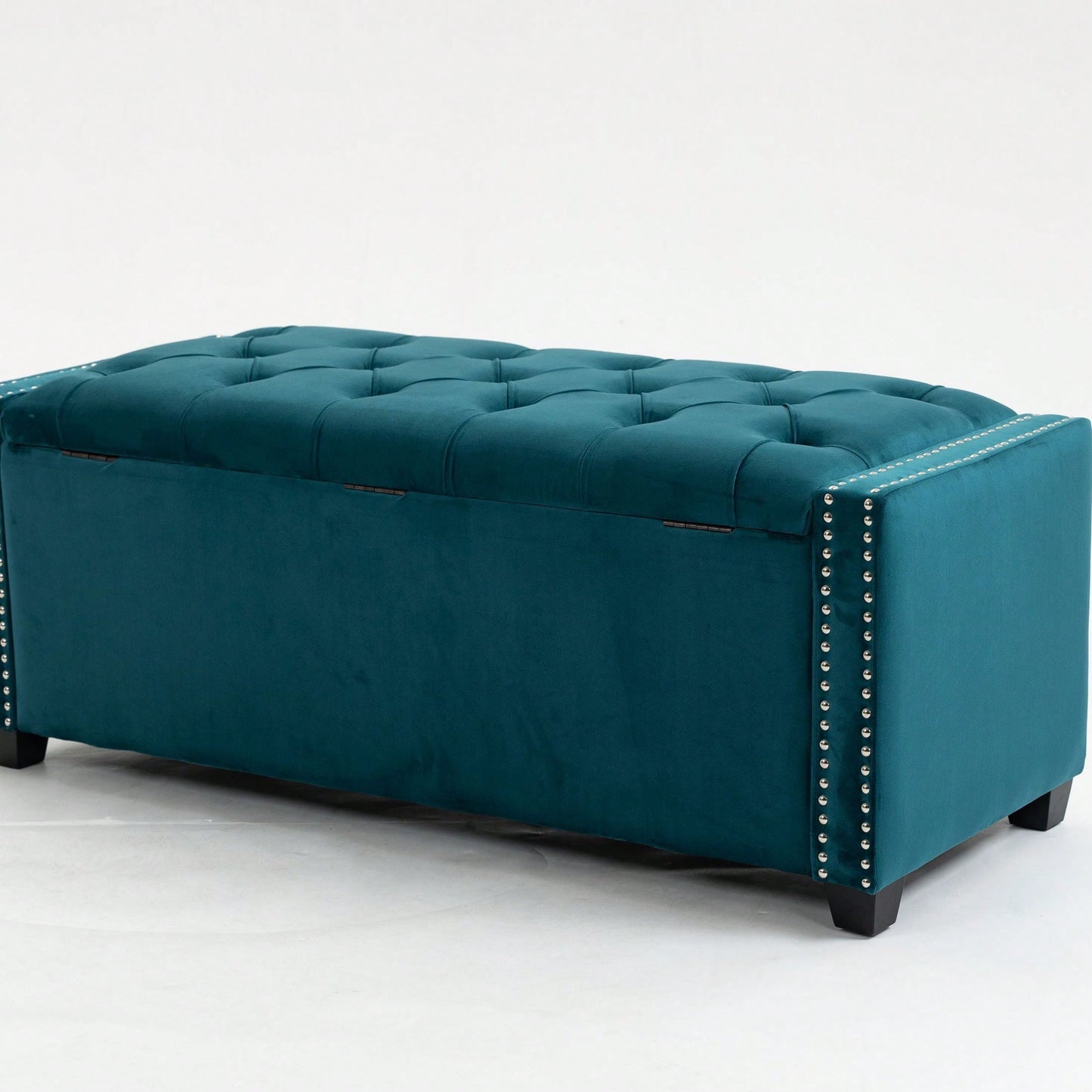 3 Sets, Button-Tufted Upholstered Storage Ottoman With Large Storage Space And Solid Wood Legs