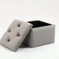 3 Sets, Button-Tufted Upholstered Storage Ottoman With Large Storage Space And Solid Wood Legs