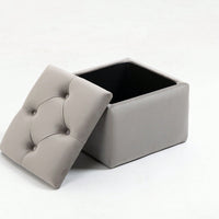 3 Sets, Button-Tufted Upholstered Storage Ottoman With Large Storage Space And Solid Wood Legs