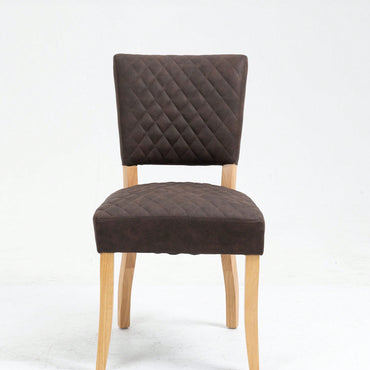 Upholstered Diamond Stitching Leathaire Dining Chair With Solid Wood Legs