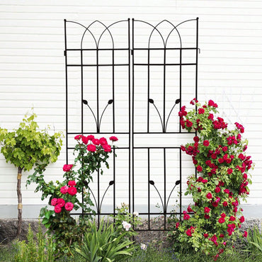 Set Of 4, Metal Garden Trellis Rustproof Trellis For Climbing Plants Outdoor Flower Support Black