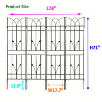 Set Of 4, Metal Garden Trellis Rustproof Trellis For Climbing Plants Outdoor Flower Support Black