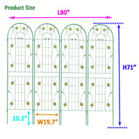 Set Of 4, Metal Garden Trellis, 71" X 19.7", Rustproof Trellis For Climbing Plants Outdoor Flower Support