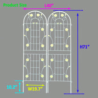 Set Of 2, Metal Garden Trellis Rustproof Trellis For Climbing Plants Outdoor Flower Support White