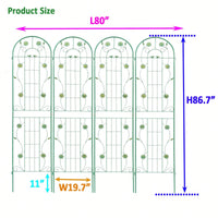 Set Of 4, Metal Garden Trellis, 86.7" X 19.7", Rustproof Trellis For Climbing Plants Outdoor Flower Support