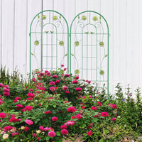 Set Of 2, Metal Garden Trellis 71" X 19.7" Rustproof Trellis For Climbing Plants Outdoor Flower Support Green