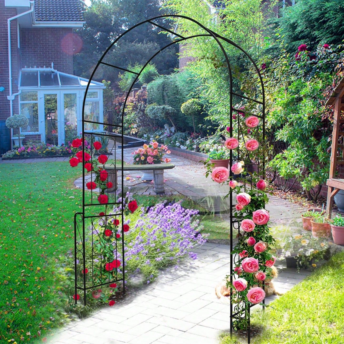 Metal Garden Arch  Garden Arbor Trellis Climbing Plants Support Rose Arch Outdoor Arch