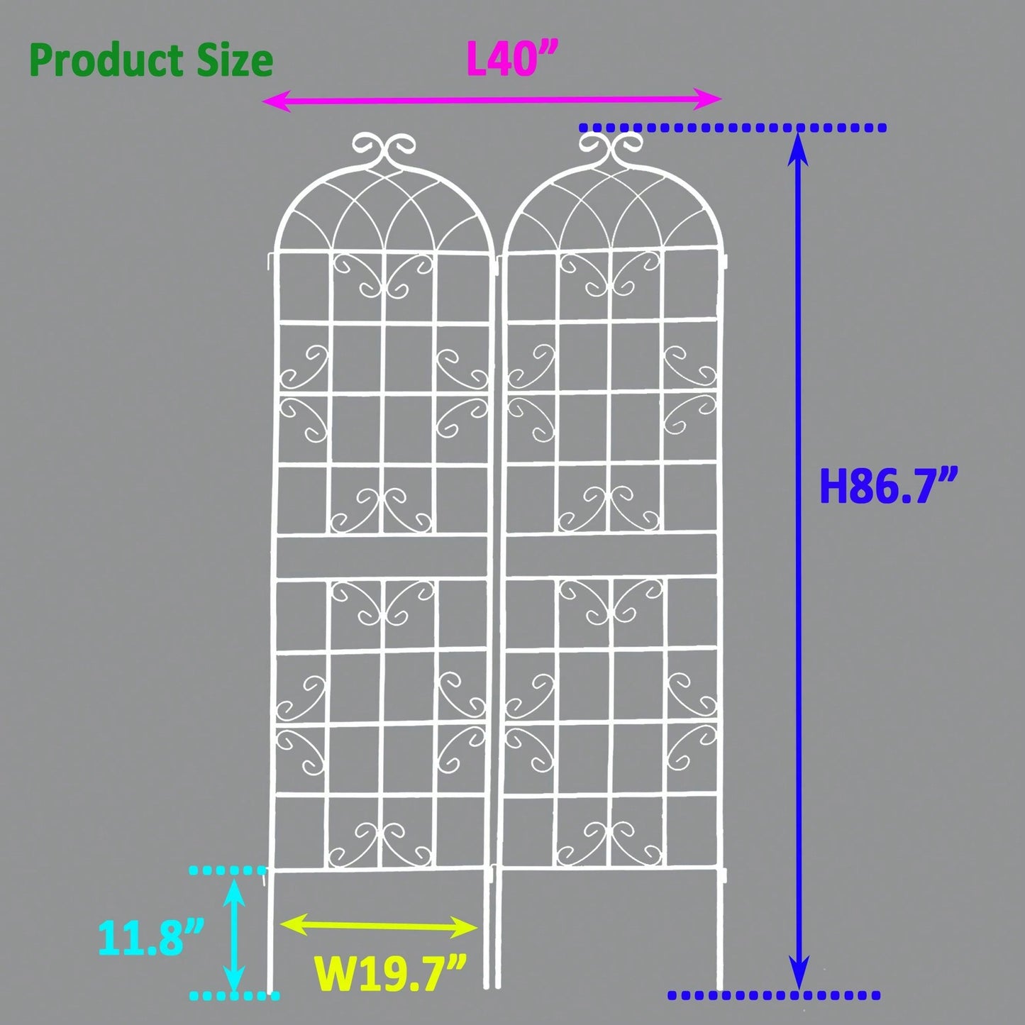 Set Of 2, Metal Garden Trellis, Rustproof Trellis For Climbing Plants Outdoor Flower Support