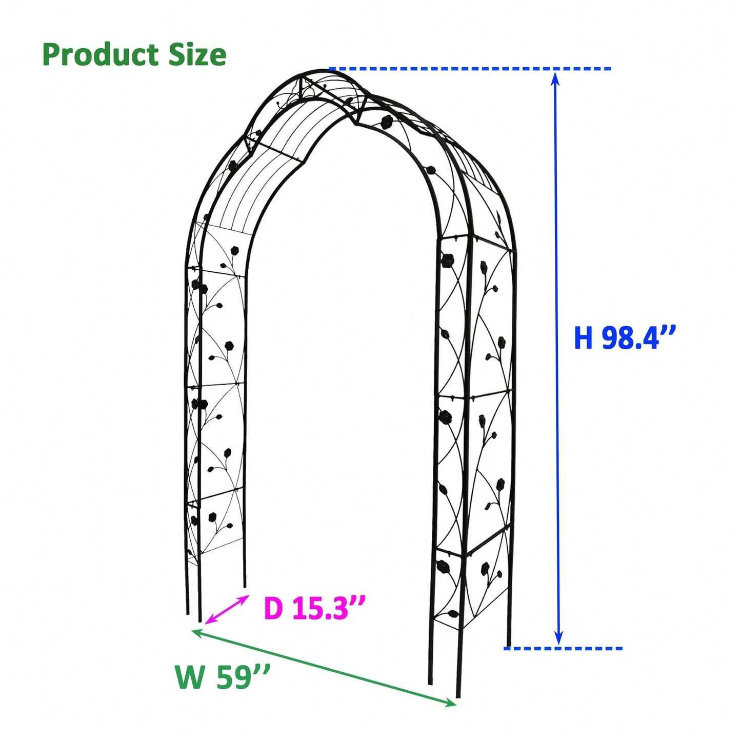 Garden Arch, Metal Arch Trellis, Garden Arbor Trellis, Climbing Plants Support, Rose Arch