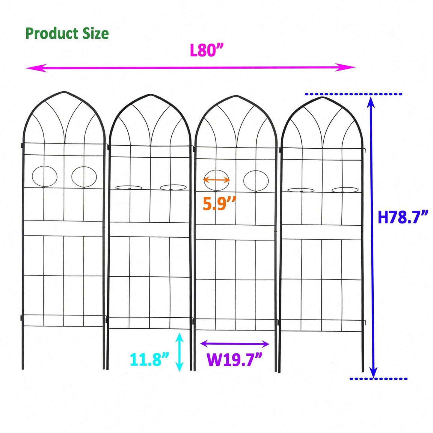 Set Of 4, Metal Garden Trellis, Rustproof Trellis For Climbing Plants Outdoor Flower Support