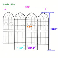 Set Of 4, Metal Garden Trellis, Rustproof Trellis For Climbing Plants Outdoor Flower Support