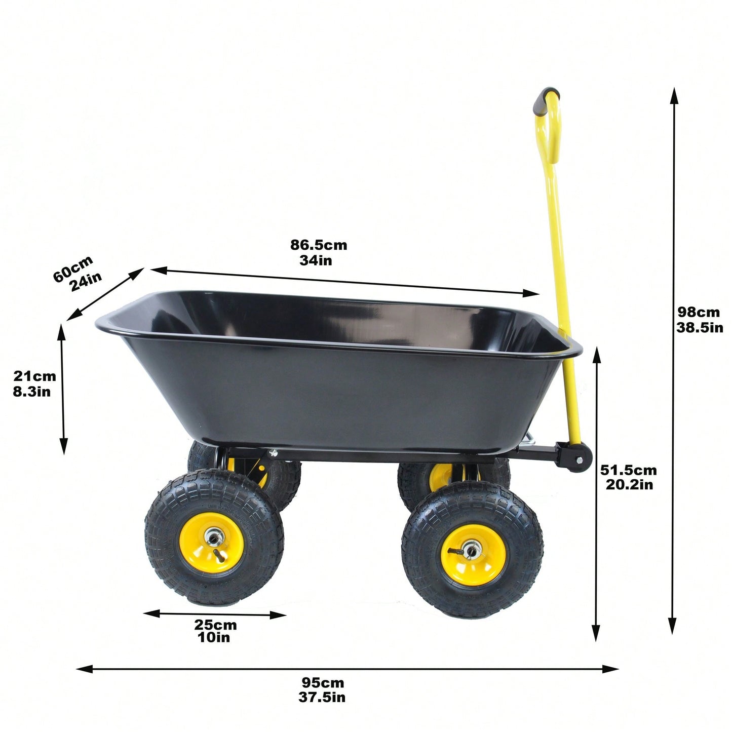 Folding Car Garden Dump Truck With Steel Frame, 10" Pneumatic Tire