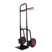 Heavy Duty Steel Trolley with Double Handles 330 Lb Capacity 10 Inch Rubber Wheels for Warehouse Garden Grocery Moving