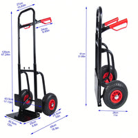 Heavy Duty Steel Trolley with Double Handles 330 Lb Capacity 10 Inch Rubber Wheels for Warehouse Garden Grocery Moving
