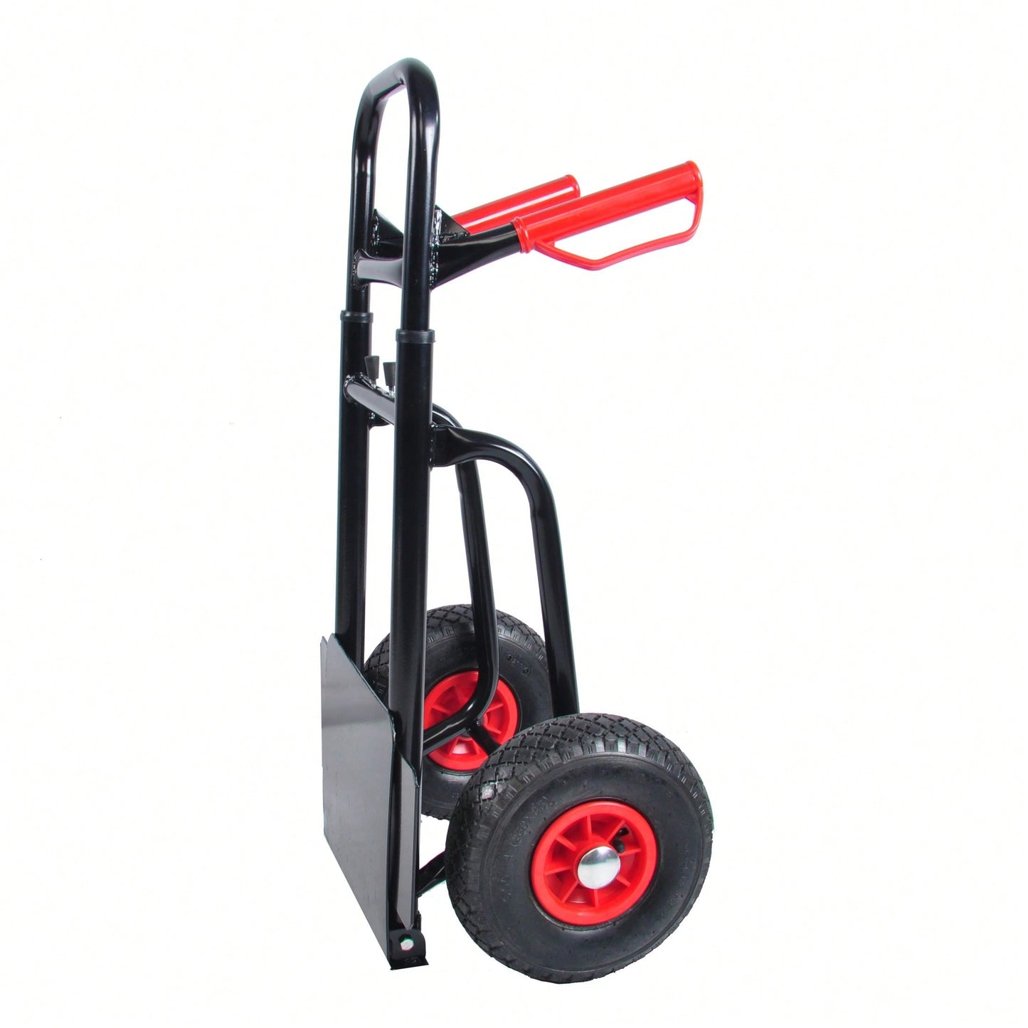 Heavy Duty Steel Trolley with Double Handles 330 Lb Capacity 10 Inch Rubber Wheels for Warehouse Garden Grocery Moving